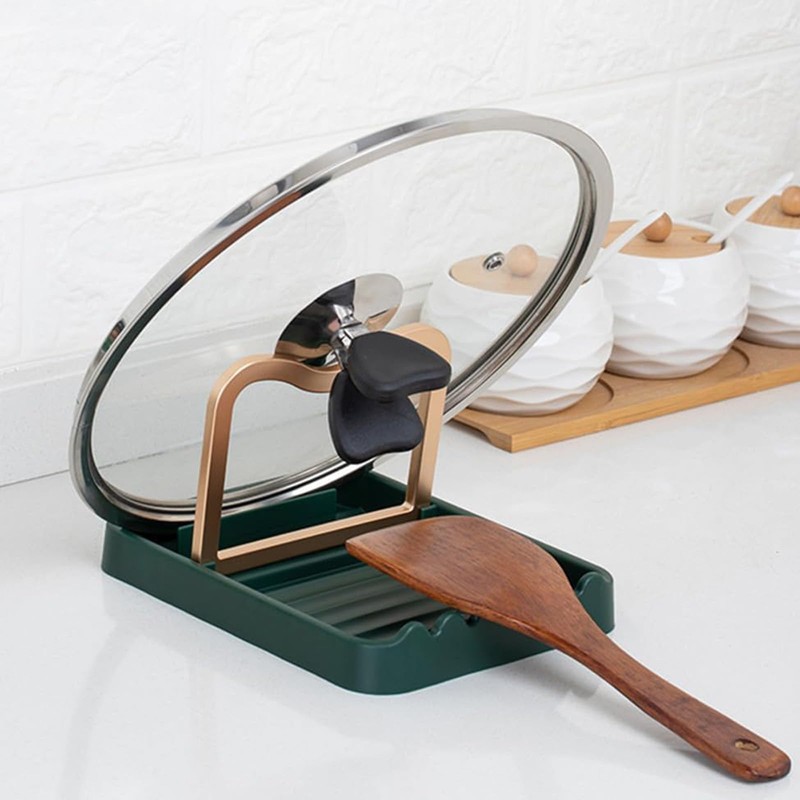 Set of 2 Cooking Spoon Rest, Foldable Pot Lid Holder,