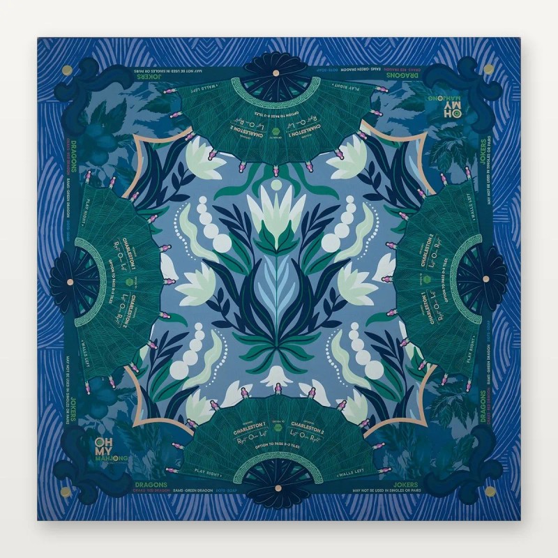4-Layer Engraved American Mahjong Set, 1-7/16" Cornflower Blue 160-Tile Teal