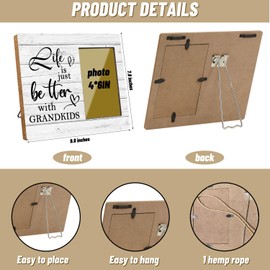 Hatzelou Grandkids Wooden Photo Frame, Great Grandkids Gifts for Grandparents, Life is Just Better with Grandkids Photo Frame, Perfect for Home Bedroom Decoration(4x6 Inch Photo)