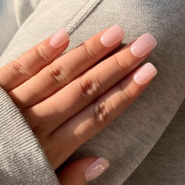 GlimightyX Handmade Pink Press On Nails Extra Short,Reusable Thick UV Cured Gel Nails,Durable Salon Quality Stick On Nails Kit,Include 10 Nails XS Size,Clean Girl