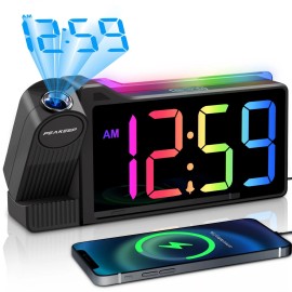 Peakeep Projection Alarm Clock for Bedroom Ceiling Super Loud for Heavy Sleepers