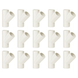 MECCANIXITY 5 Pcs PVC Fitting, 3 Way 45 Degree 1" 0.98" PVC Connectors PVC Elbow PVC Pipe Fittings PVC Coupling PVC Furniture Corner Connector for DIY Garden Support Structure, White