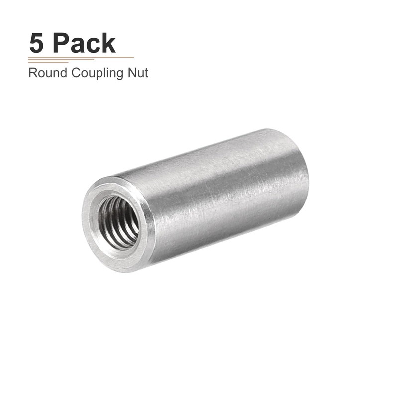 DTGN 5pcs M6x25mm(DxL) Round Coupling Nuts for Machine Connecting 304