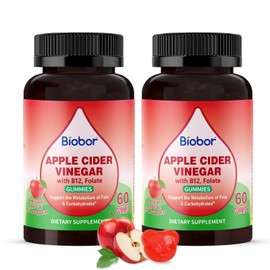 Biobor Apple Cider Vinegar Gummies 1000 mg with Vitamin B12, ACV Gummies for Women Support The Metabolism of Fats and Carbohydrates, Vegan, GMO Free, Gluten Free (120 Count)
