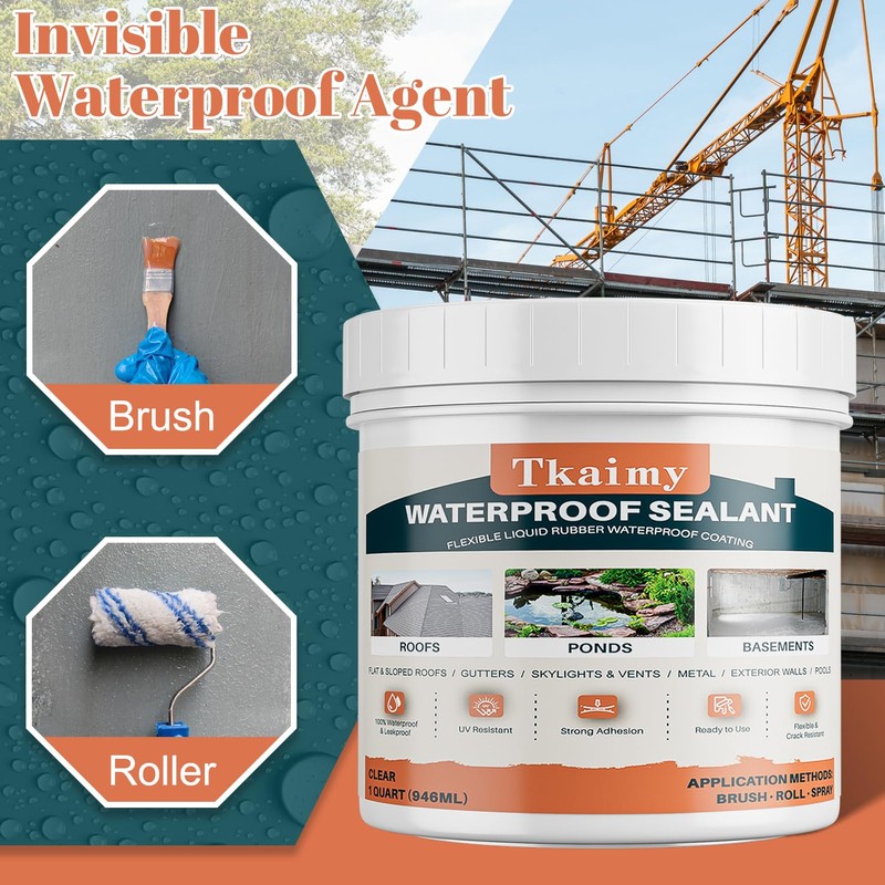 Tkaimy Transparent Waterproof Coating 175oz, Water-Based Invisible Waterproof Agent Leak