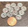 12 Small Off-white + Colorful Iridescence Plastic Buttons Almost 1/2"