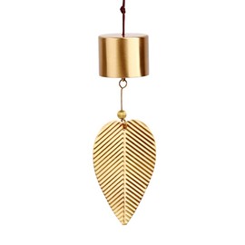 Gold Leaf Hanging Decoration Bell Wind Chime for Good Luck Chinese Feng Shui Bell Hanging Ornament for Safe Wealth Window Hanging Pendant