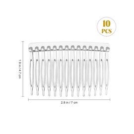 Uonlytech Clear Plastic Hair Side Combs 10-Pack 14 Teeth Transparent Hair Combs for Women Bridal Veil Thin Accessories for Wedding and Daily Styling