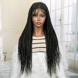Twist Braided Wigs - Colour: Black (6 lace front wig), Specification: Burgundy (1 lace front wig)