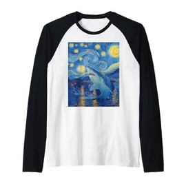 Cool Shark Stuff Van Gogh Starry Night for Men Women Kids Raglan Baseball Tee