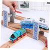 Tofficu 1 Set Wooden Train Tracks with Raised Bridge DIY