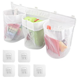 Comzantor Bath Toy Storage and Sorting, Mesh Bath Toy, Bath Organiser, Toy Mesh Bag, Bathroom Hanging Organiser, Storage Bag, Bath Toy Net (White)