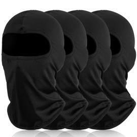 BBTO Pack of 4 Balaclava UV Protection Face Masks, Breathable Face Mask, Balaclava for Motorcycle, Bicycle, Cycling, Outdoor Sports, Women and Men, black