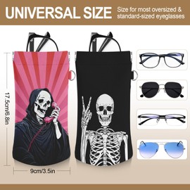LAOTANGJIA Skull Eyeglass Glasses cases Bag,Squeeze Top Sunglasses Case Organizer,Eyeglass Cases Womens Soft Leather Coin Pouch and Jewelry Jravel Pouch Gothic Skeleton Soft Sunglasses Case for Women