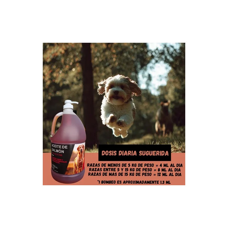 Aceite De Salmón Para Perros Mas Biotina 4 Lt -