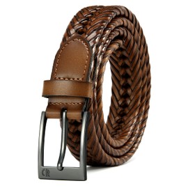 CHAOREN Leather Braided Belts Men - 1 1/8" Mens Casual Woven Leather Belt - Brown Belt Men