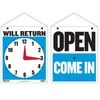 BAZIC Open Sign 7.5"x9", Clock Will Return Will be Back,