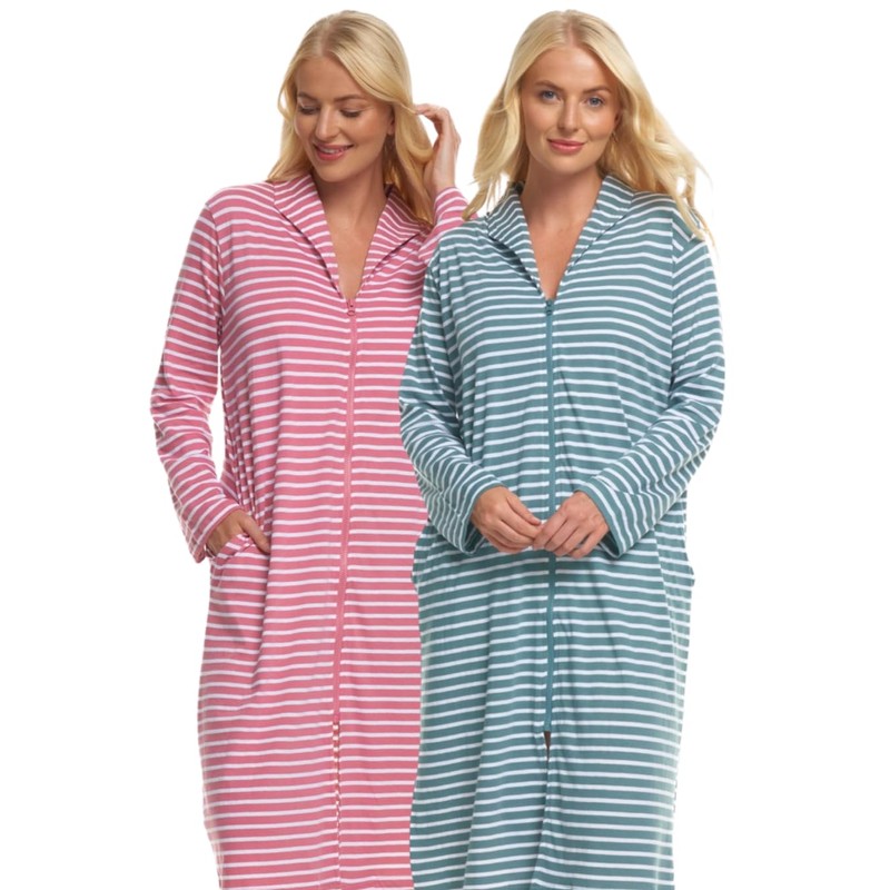 Suzy & Me Ladies 100% Cotton Zip Dressing Gown (SAGE