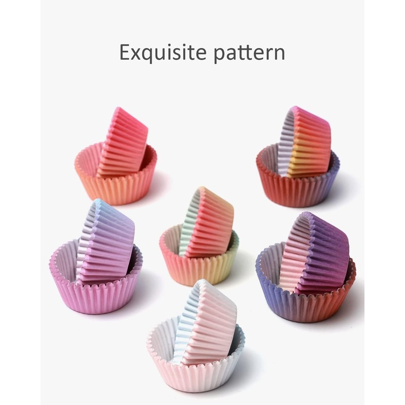 Gcardist 300pc Standard Muffin Cases, Gradient Design, Food Grade, Disposable,