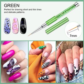 Saviland 6pcs Nail Art Liner Brushes Set - Juego de Pinceles de Diseño de Uñas para Pintura de Esmalte de Uñas con Mango de Diamantes de Imitación Triturados para Tirar de Líneas, Diseño de Uñas, Tamaños 7/9/11/13/17/23 mm