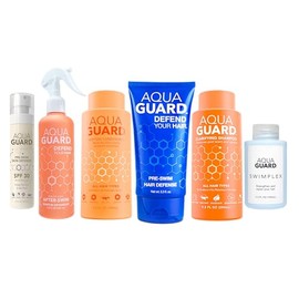 AQUA GUARD Kit De Rescate Capilar Para Nadadores  Proteccin Pre-Natacin Y Reparacin Post-Natacin  Incluye Protector Capilar, Champ, Acondicionador,...