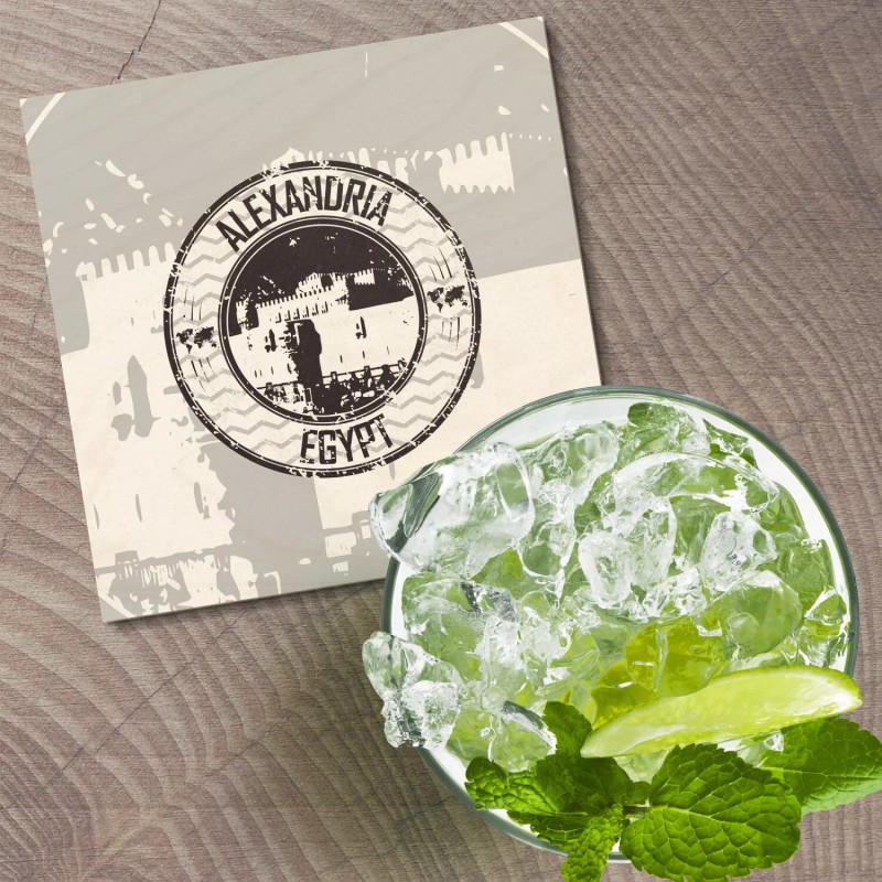 Unbranded Alexandria Egypt Grunge City 4'' X 4'' Square Wooden