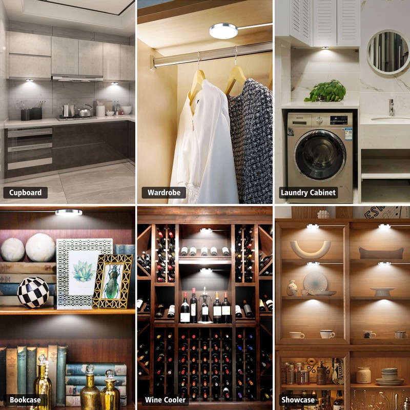 LABOREDUCER Under Cabinet Light Kitchen Kit,Dimmable Display Cabinet Lighting Cupboard