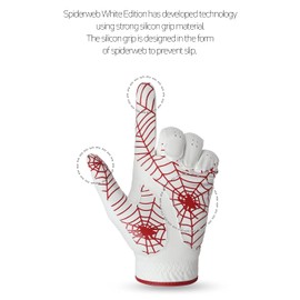 GOuft Premium Spider-Web Unisex Golf Gloves White Edition (Red/White, 19 (Left-Hand))