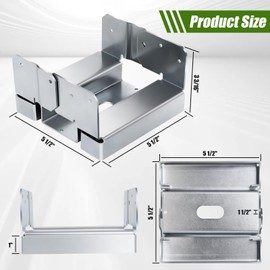 6pcs 6"x6" Post Base Anchor Concrete Deck Post Bracket Kit with 1" Standoff for Deck Patio/Gazebo/Pergola