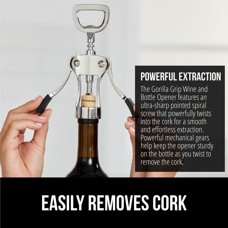 GORILLA GRIP BPA-Free Premium Wine Opener, Heavy Duty Zinc Alloy