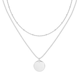 ALEXCRAFT Layered Chain Gold Silver Women Men with Pendant 14 Carat Gold-Plated Necklace Fashion Jewellery Gift for Her Women Girlfriend Mum, Brass