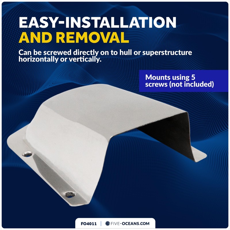 Five Oceans 316 Stainless Steel Clamshell Vent Cover, Base 6-Inch