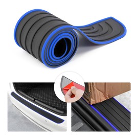 8sanlione Car Rear Bumper Protector Guard, Anti-Scratch Abrasion Rubber Trunk Door Entry Sill Guard, Non-Slip Vehicle Trim Cover Protection Strip, Car Accessories (Black/Blue Edge/40.9"x3.5")