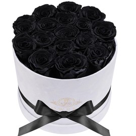 Prifroti 17 Flowers in a Luxury Suede Box, Birthday Gifts for Women, Preserved Flowers, Mothers Day Roses Gift for Mom, Black