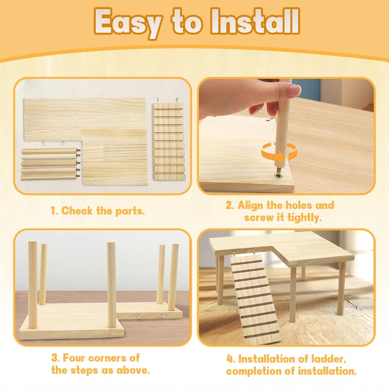 Hamster Platform, Funny Wooden Hamsters Shelf Hamster Cage Platform Suitable