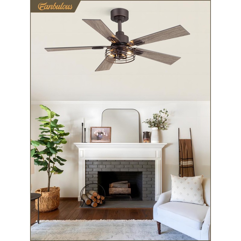 Fanbulous 1 Pack Farmhouse 42 Inch Ceiling Fans with Lights,