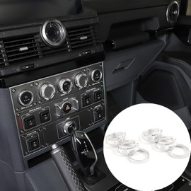 Car Central Control Air Conditioning Knob Ring Compatible with Ineos Grenadier 2020-2024 Interior Protection Accessories ，AC Climate Control Button Decoration (6PCS with seat Heating,Silver)
