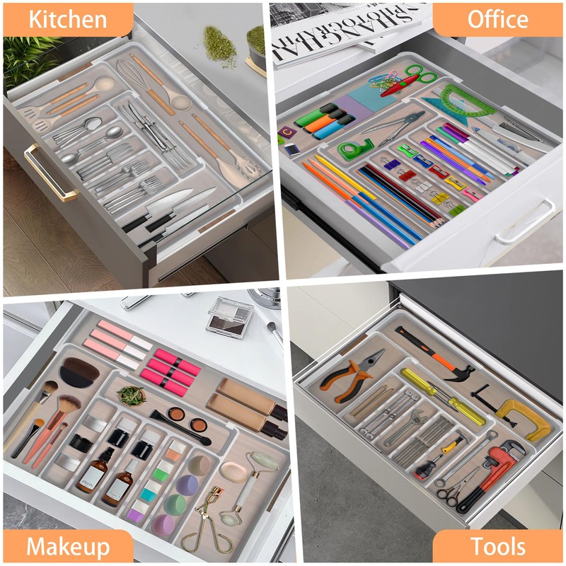 Spaclear Large Silverware Drawer Organizer Expandable Kitchen Utensil Organizer BPA