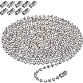 Shappy 10 Feets Beaded Ball Pull Chain Extension Roller Shade Bead Chain Extender with 10 Pieces Matching Connector for Window Blind Vertical Replacement (4.5 mm,Silver)