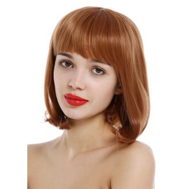 WIG ME UP - YZF-4375-M30 Women's Longbob Wig Short Straight Wide Fringe Curved Tips Red Blonde
