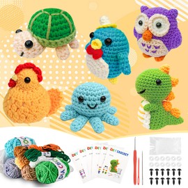 Datunsu 6PCS Crochet Kit for Beginners, 2026 Knitting Kit with Step-by-Step Video Tutorials, Beginner Crochet Kit for Adults (Style-E)