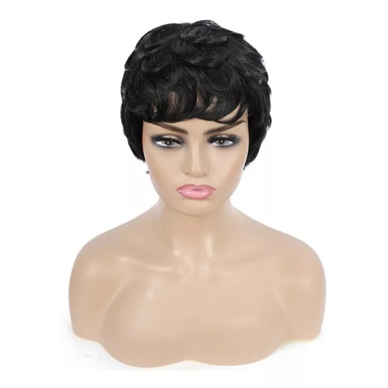 BM Peluca Greta Natural Premium Corta De Cabello Humano Negro