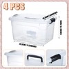 Sadnyy 4 Pack Clear Plastic Storage Latch Box Stackable Plastic