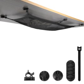 WurdeWindig Cable Management Net, Black Cable Manager Kit,Flexible Under Desk Mesh, PC Cable Organization,Hide Cables for Desktop, 26 * 9.5Inches.