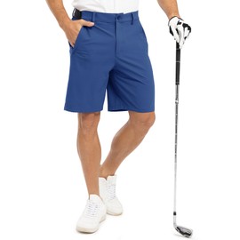 TBMPOY - Pantalones cortos de trabajo de golf de 9 pulgadas para hombre, cintura elástica, ajuste seco, para senderismo, casual, para negocios, 3 bolsillos, Azul Real, 3-6 meses