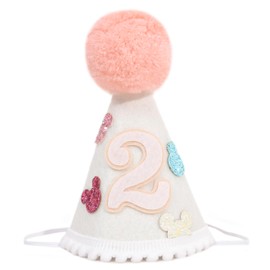 RSOLIET Mouse birthday party hat - 1st Birthday Party Crown,Mouse theme party hat,Pink Mice Theme Hat For Kids Birthday Party Decor,Mouse Birthday Party Photo Props (2nd Mouse Hat)