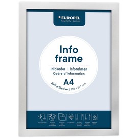 Europel Cornice informativa magnetica autoadesiva in PVC, A4 argento, set da 2, facilmente rimovibile grazie al magnete, bifacciale, formato verticale o orizzontale, 23,8 x 17,6 cm
