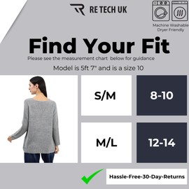 Re Tech UK - Soft Ladies Jumpers Made from Light Knitwear - V Neck Knitted Jumpers for Women - Loose Fitting - Long Line Top - Ideal for Cooler Weather, (Light Grey, M/L)