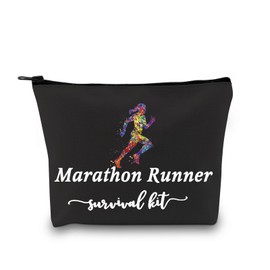 JTOUK Running Runner Gift Marathoner Gift Marathon Runner Zipper Pouch Marathon Runner Survival Kit Makeup Bag (Survival Marathon Runner Black EU)