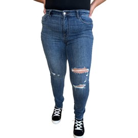 Judy Blue Women's High Waist Distressed Skinny Jeans (US, Numeric, 18, Regular, Regular, Blue)